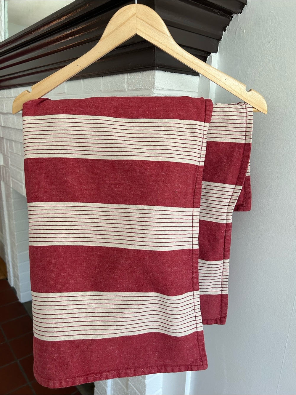 Pottery Barn Red and White Striped 2 Euro Shams